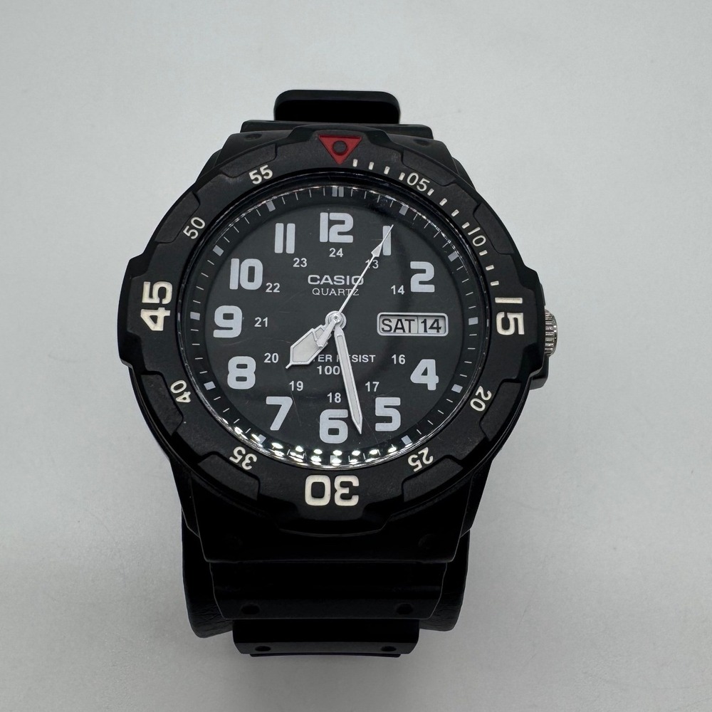 Casio MRW-200H Mens Black Resin Dive Style Watch Day Date 100M Water Resist